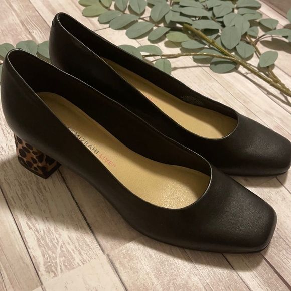 Isaac Mizrahi Shoes - ISAAC MIZRAHI Leather Pump with Leopard Block Heel size 6M